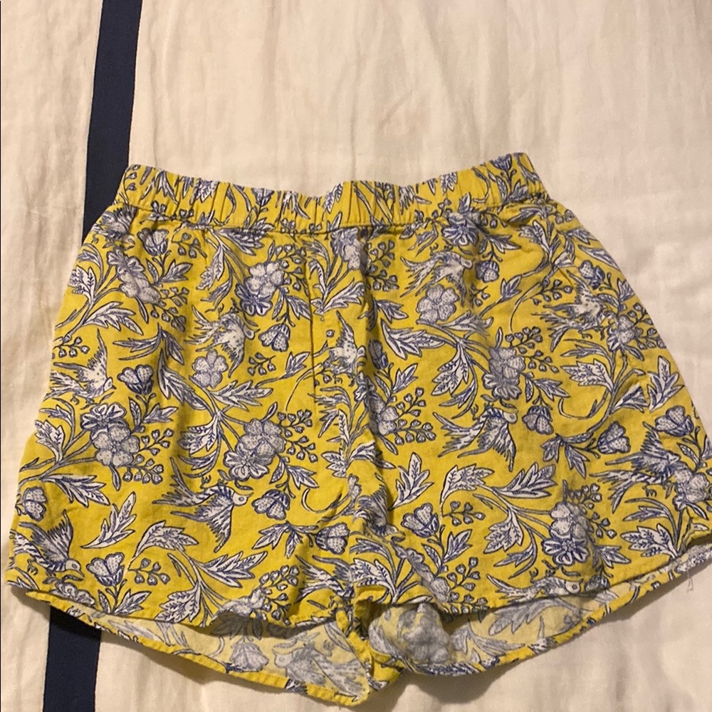 Floral Yellow and Blue Women's Shorts